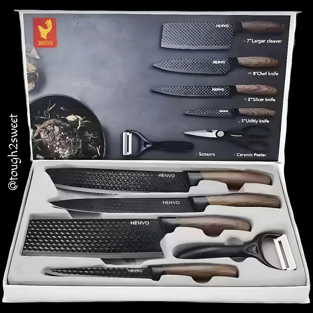 🆕6 PC KITCHEN KNIFE SET, CHEF'S SPECIAL,STAINLESS STEEL CUTLERY COLLECTION